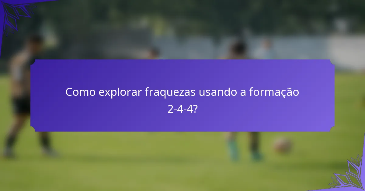 Como explorar fraquezas usando a formação 2-4-4?